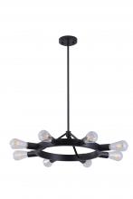 Lit Up Lighting LIT7533BK+MC - 20", 8x25 W E26 Round Pendant in Black finish with replaceable multiple socket rings